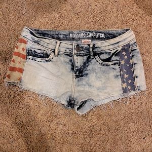Juniors Size 9 Low Rise Stars & Strips Jean Shorts